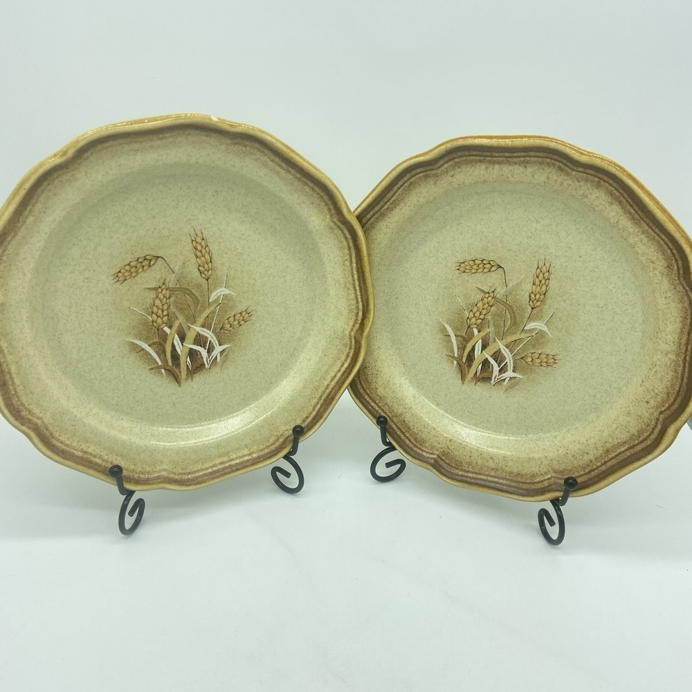 MIKASA Whole Wheat Granola 8" Salad/Dessert Plates (SET OF 2) USED "EUC"‎